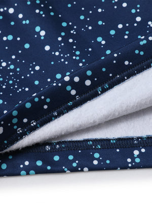 Hem detail of trendy print fleece hoodies, fine finish with subtle polka dots touch