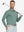 Model holding golf club wearing Skin-friendly long sleeve melange polo in clean dark green heather