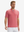 Front half-body view of model wearing brick red moisture-wicking short sleeve henley shirt