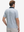 Back half-body of model in colorful vertical stripe lightweight stretch upgraded print golf polo shirts