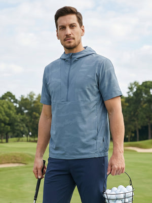 Sudaderas con capucha Q-Zip de manga corta en relieve resistentes al agua