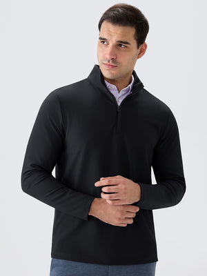 Ribbed Texture Nylon Quarter Zip Pullover