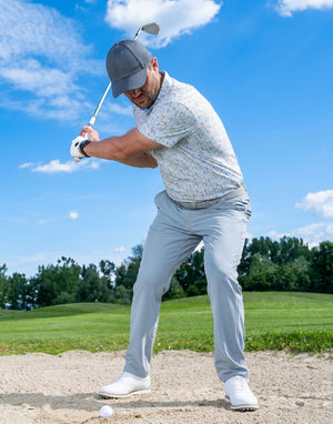 4 Way Stretch Print Collared Polo Shirts